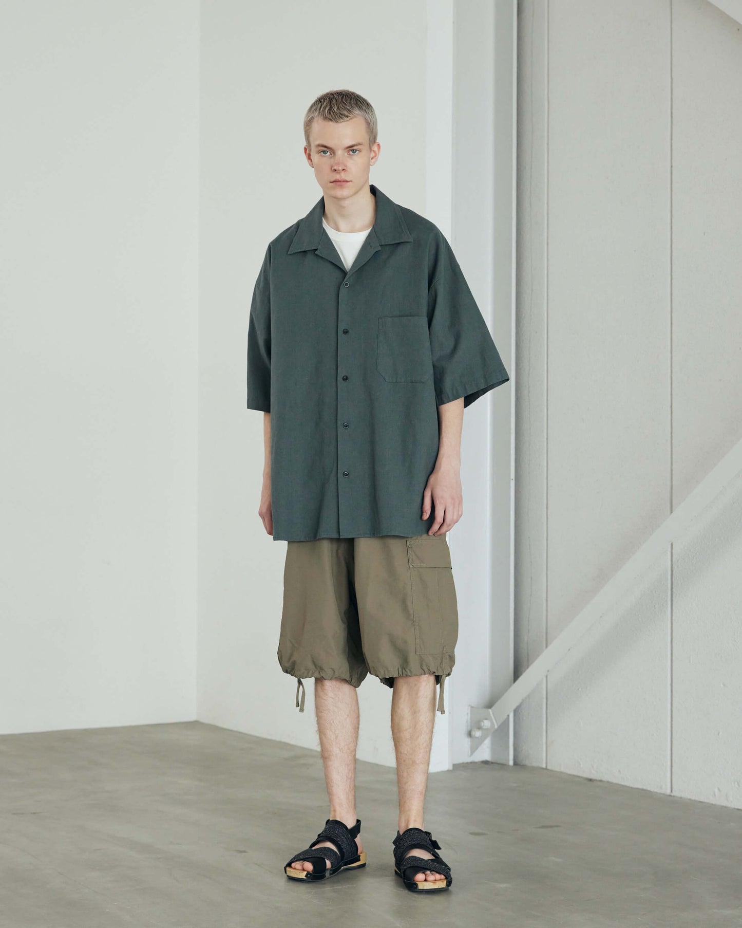 Cotton Linen Slab Big Half Sleeve Shirt