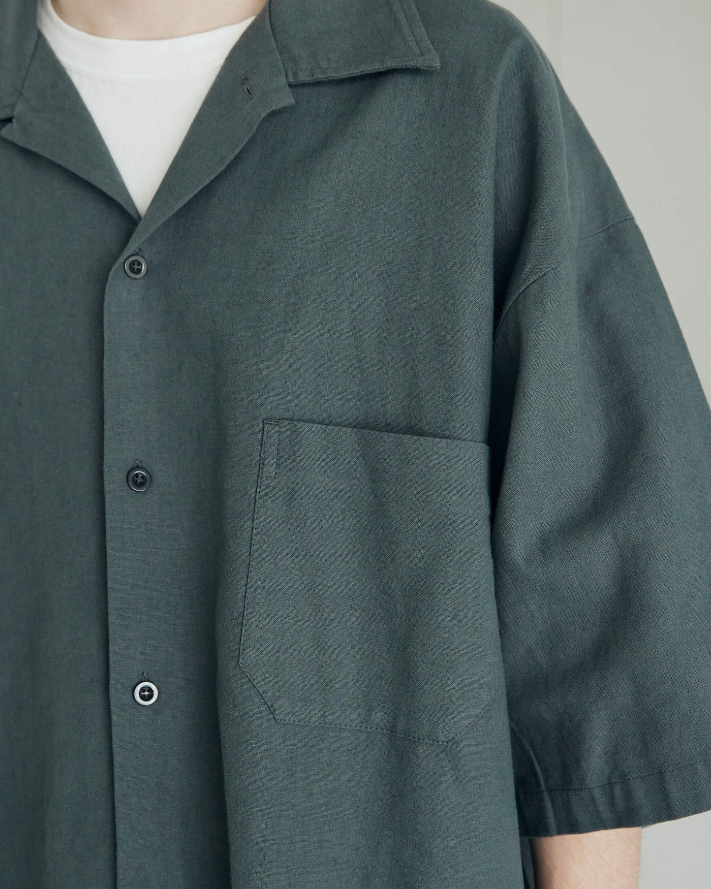 Cotton Linen Slab Big Half Sleeve Shirt