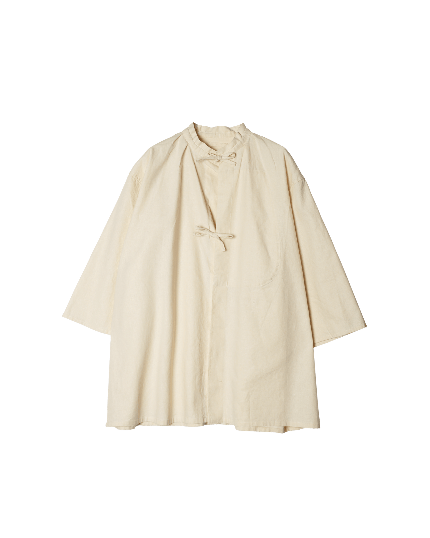 Cotton Linen Slab Half Sleeve Smock Shirt