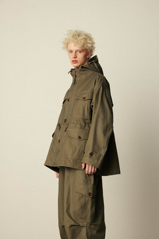 -CRAFT LINE- Cotton Serge Hooded Coat