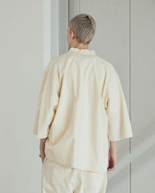 Cotton Linen Slab Half Sleeve Smock Shirt
