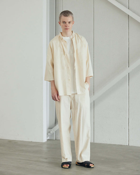 Cotton Linen Slab Half Sleeve Smock Shirt