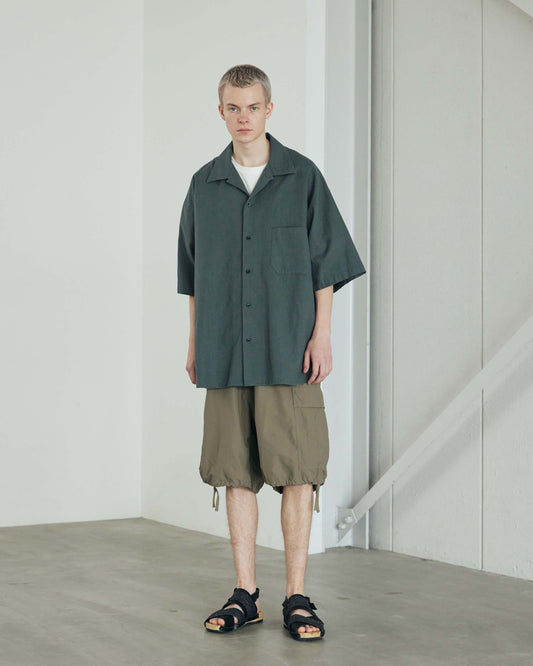 Cotton Linen Slab Big Half Sleeve Shirt