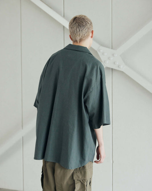 Cotton Linen Slab Big Half Sleeve Shirt