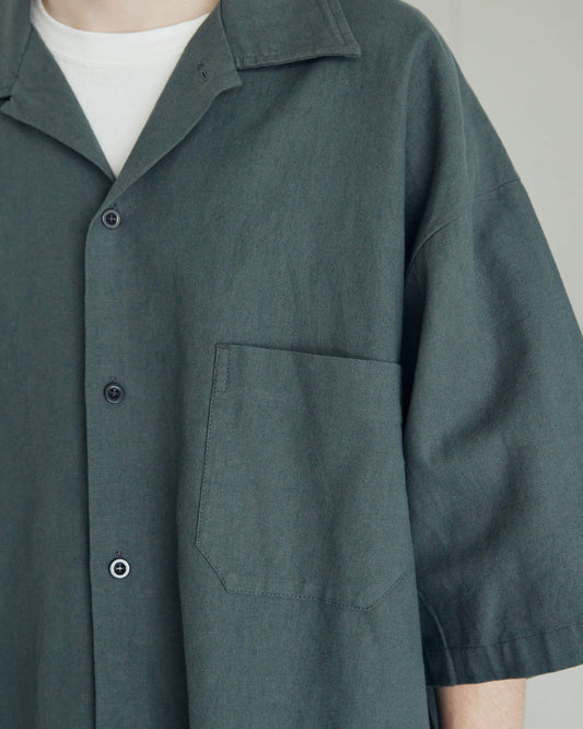 Cotton Linen Slab Big Half Sleeve Shirt