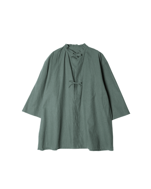 Cotton Linen Slab Half Sleeve Smock Shirt