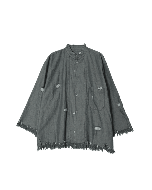 Damage Light Denim Snap Shirt