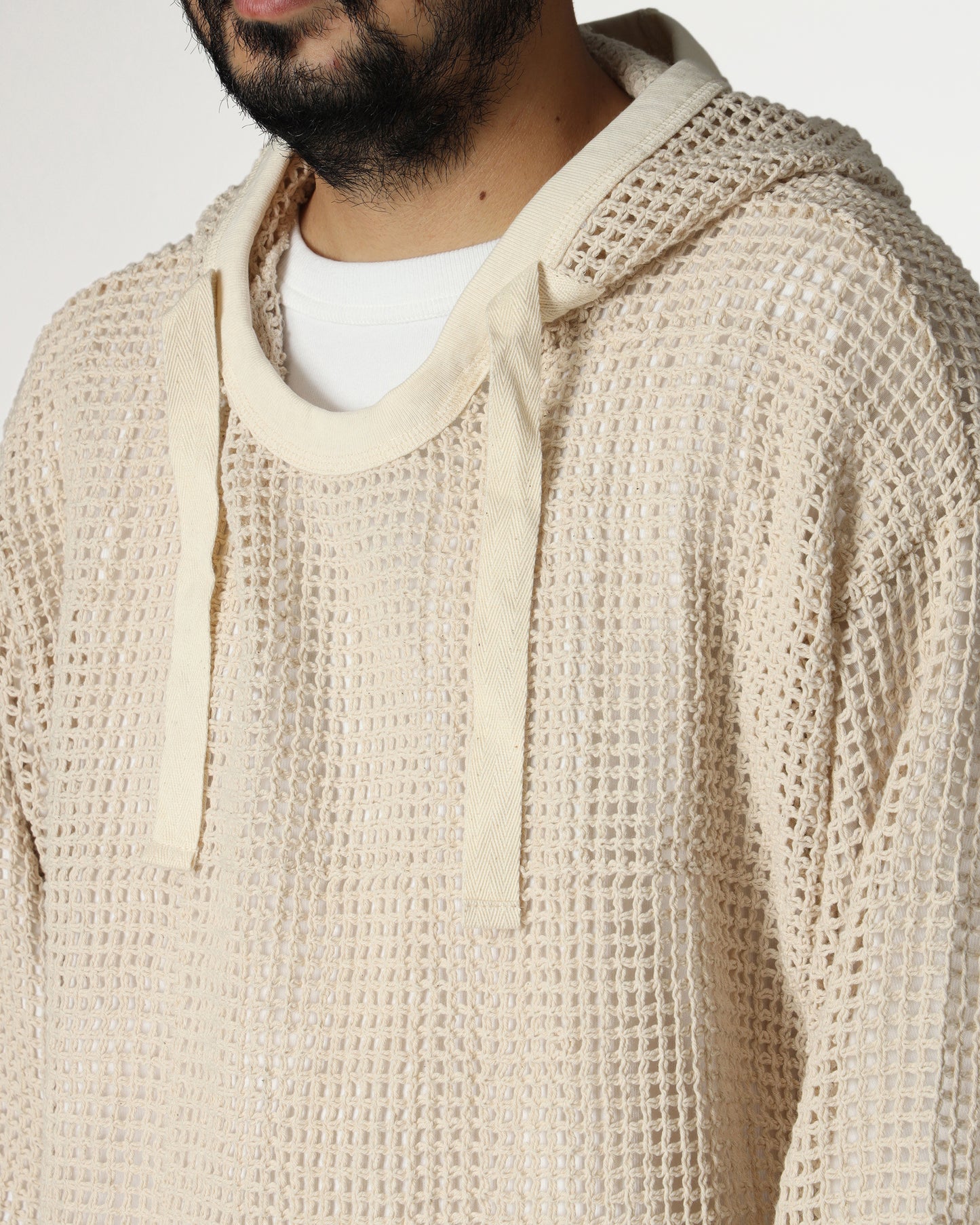 Cotton Embroidery Mesh 3/4 sleeve Hoodie