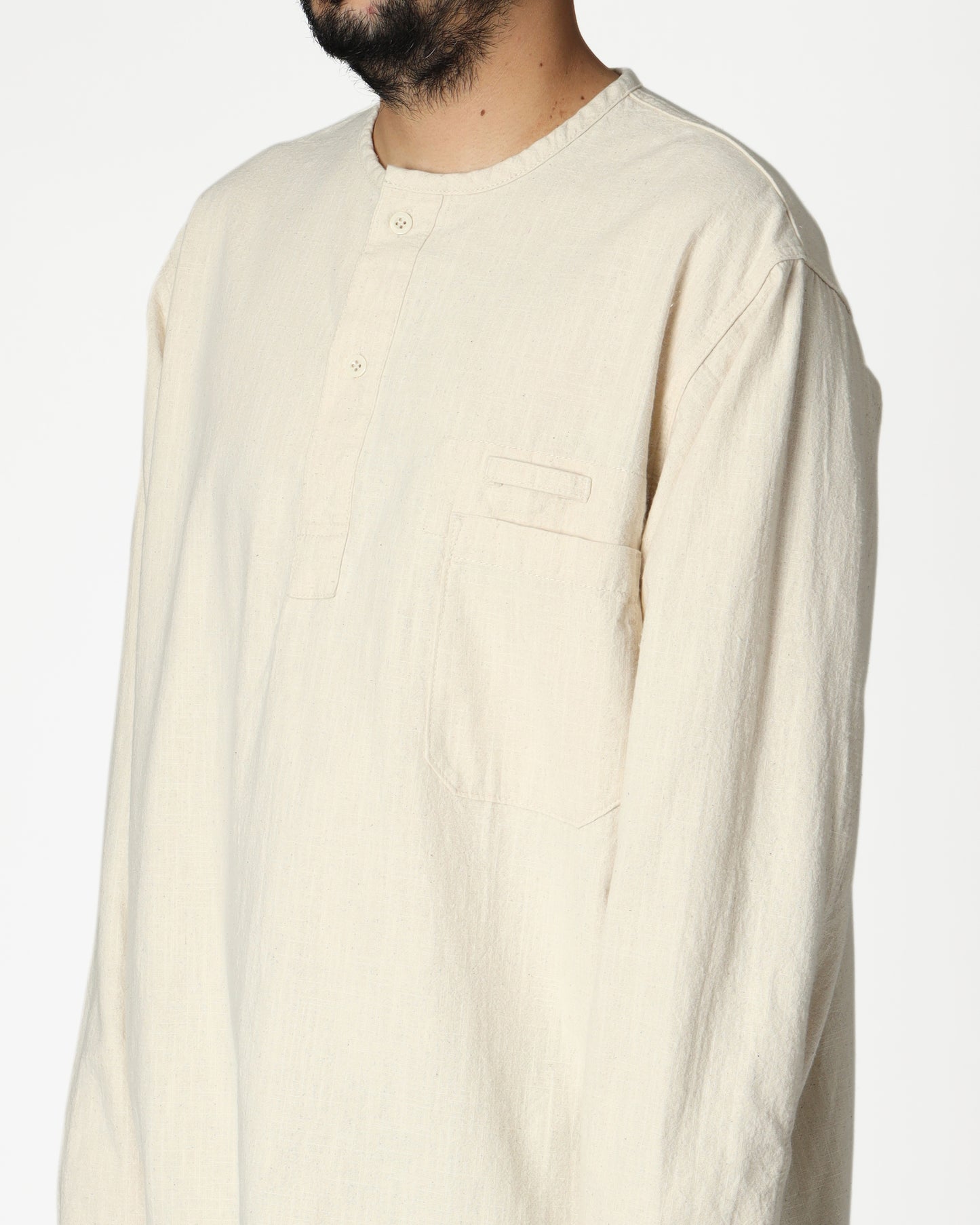 Cotton Slab Henley Shirt